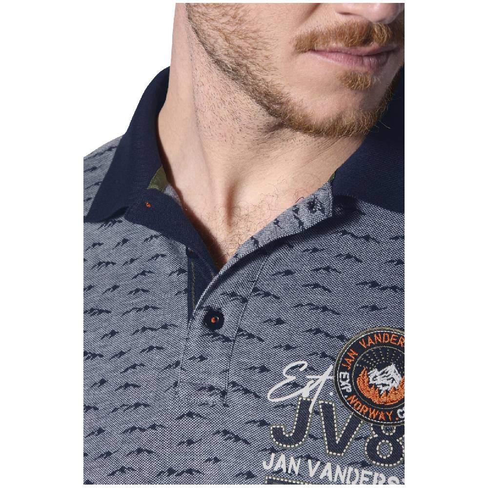 Jan Vanderstorm Poloshirt HALVESEN blau gemustert Exklusive Angebote