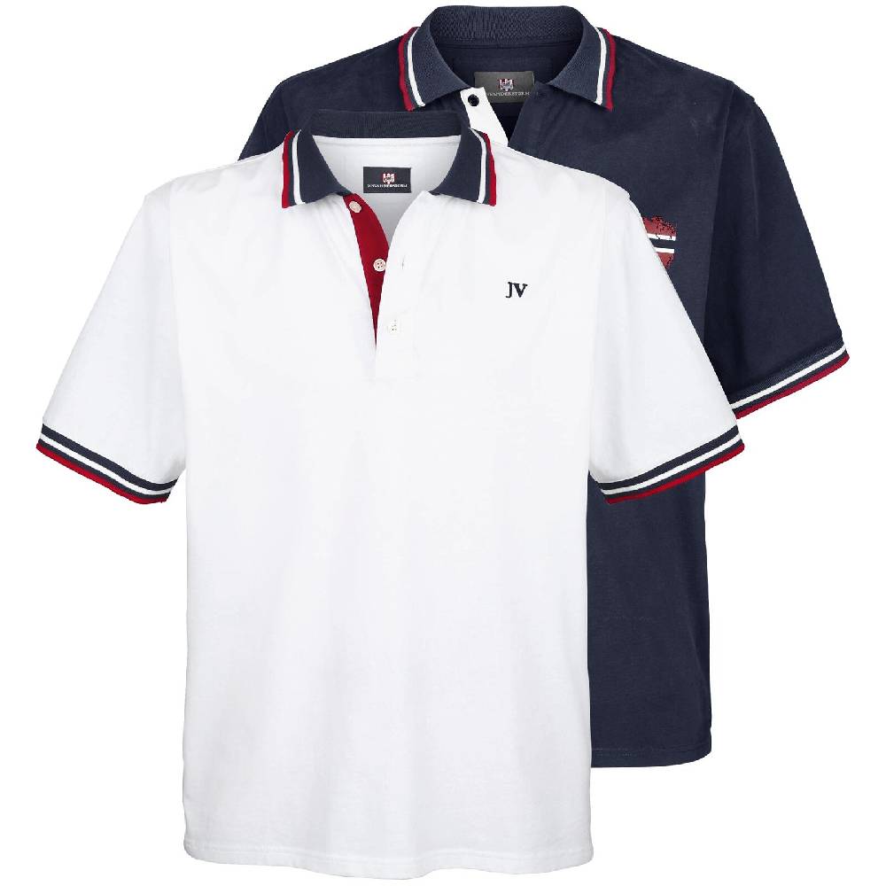 Jan Vanderstorm Doppelpack Poloshirt JOHAN weiß dunkelblau Kostenloser Versand
