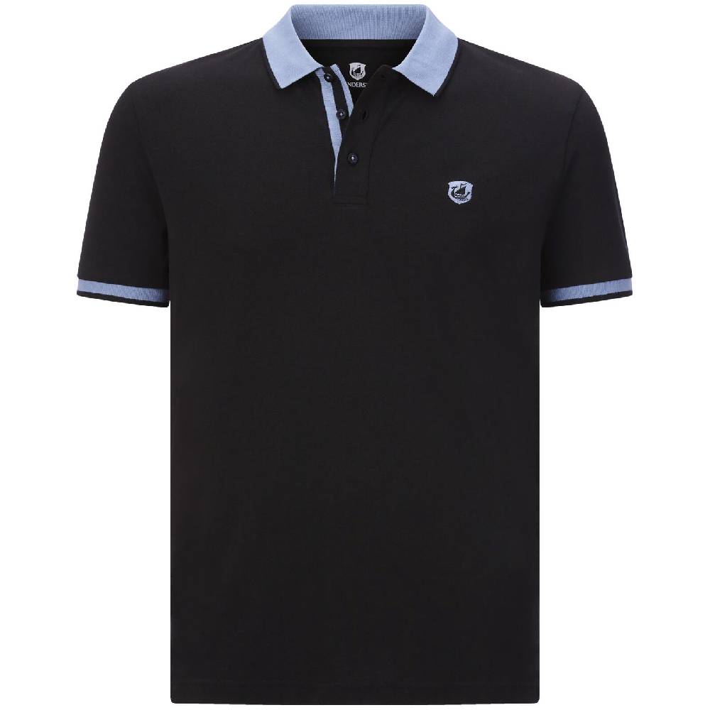 Jan Vanderstorm Poloshirt LAVRANS schwarz hellblau Fabrikpreis