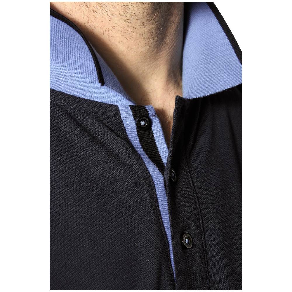 Jan Vanderstorm Poloshirt LAVRANS schwarz hellblau Fabrikpreis