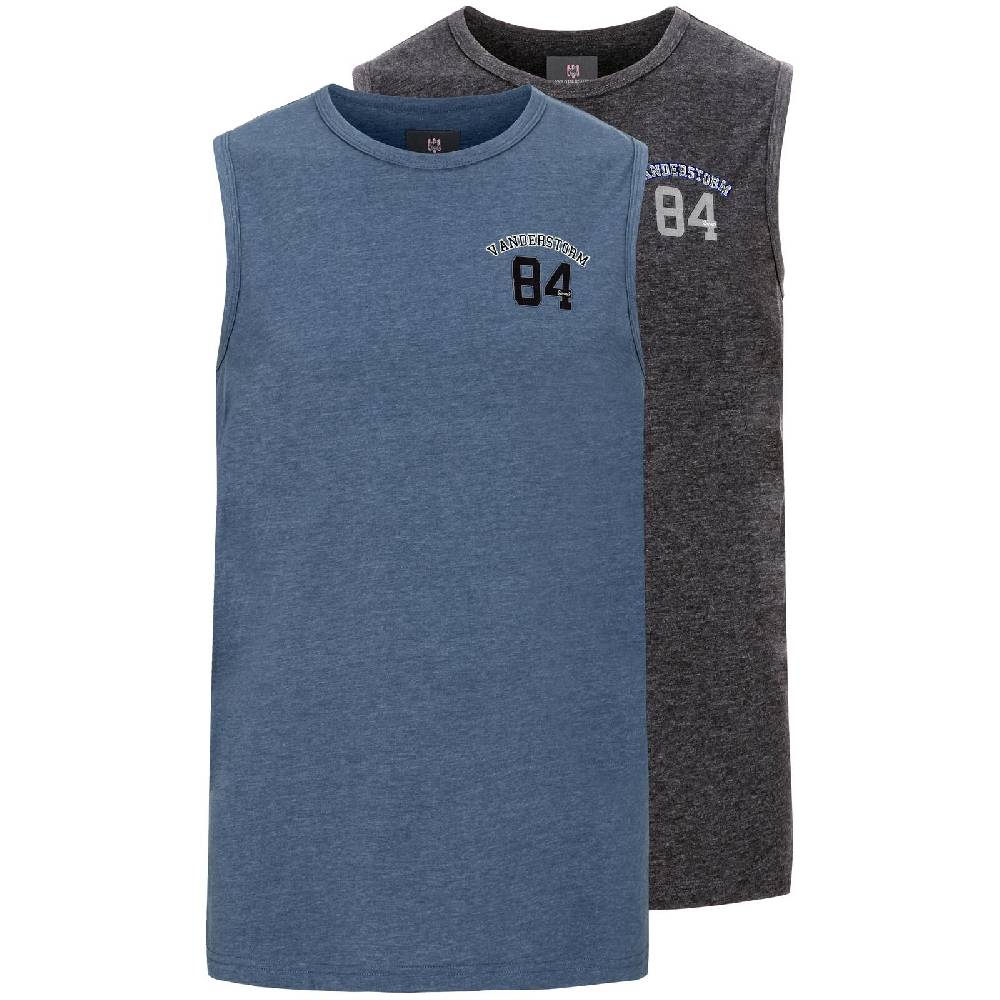 Jan Vanderstorm Doppelpack Tanktop PORO blau grau Versandkostenfrei
