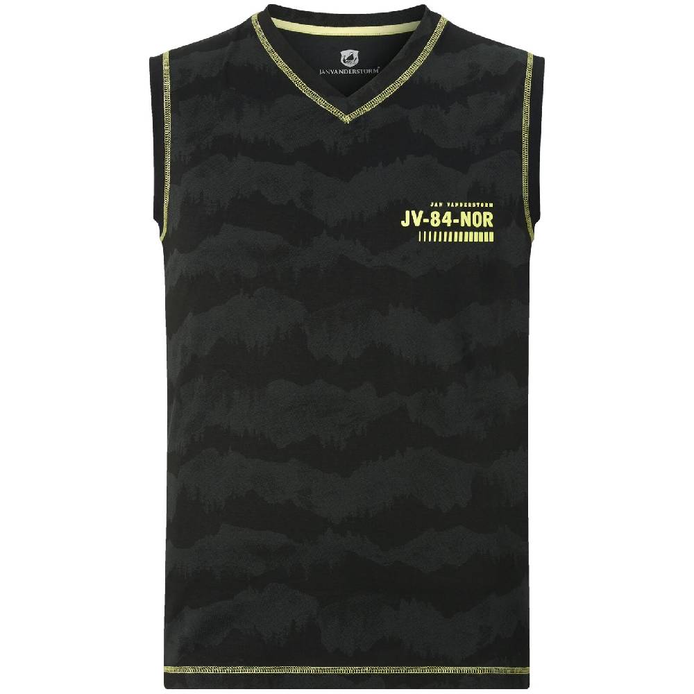 Jan Vanderstorm Tanktop FAFNER schwarz gemustert Online Outlet