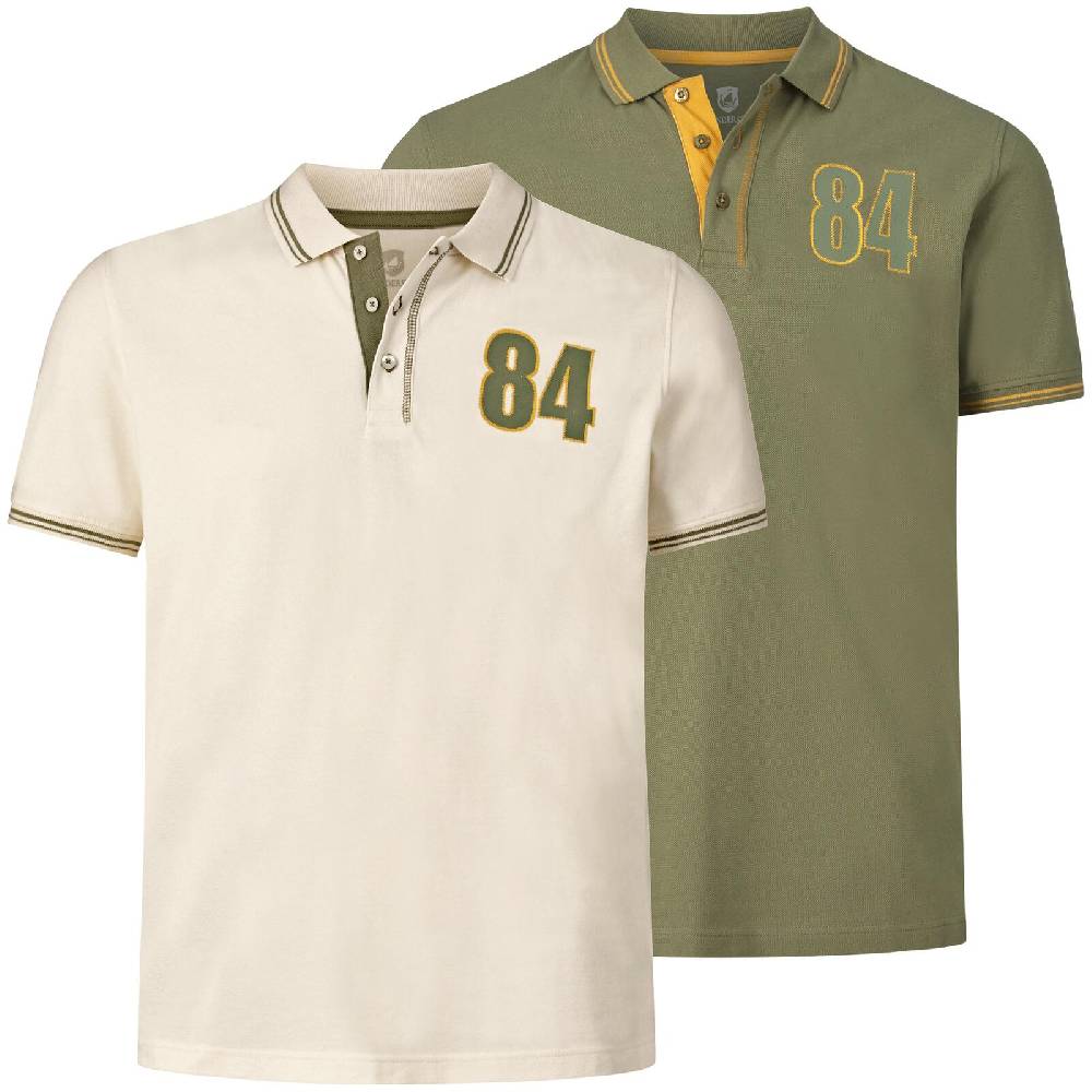 Jan Vanderstorm Doppelpack Poloshirt BERAU wollweiß khaki Sonderangebot der Fabrik