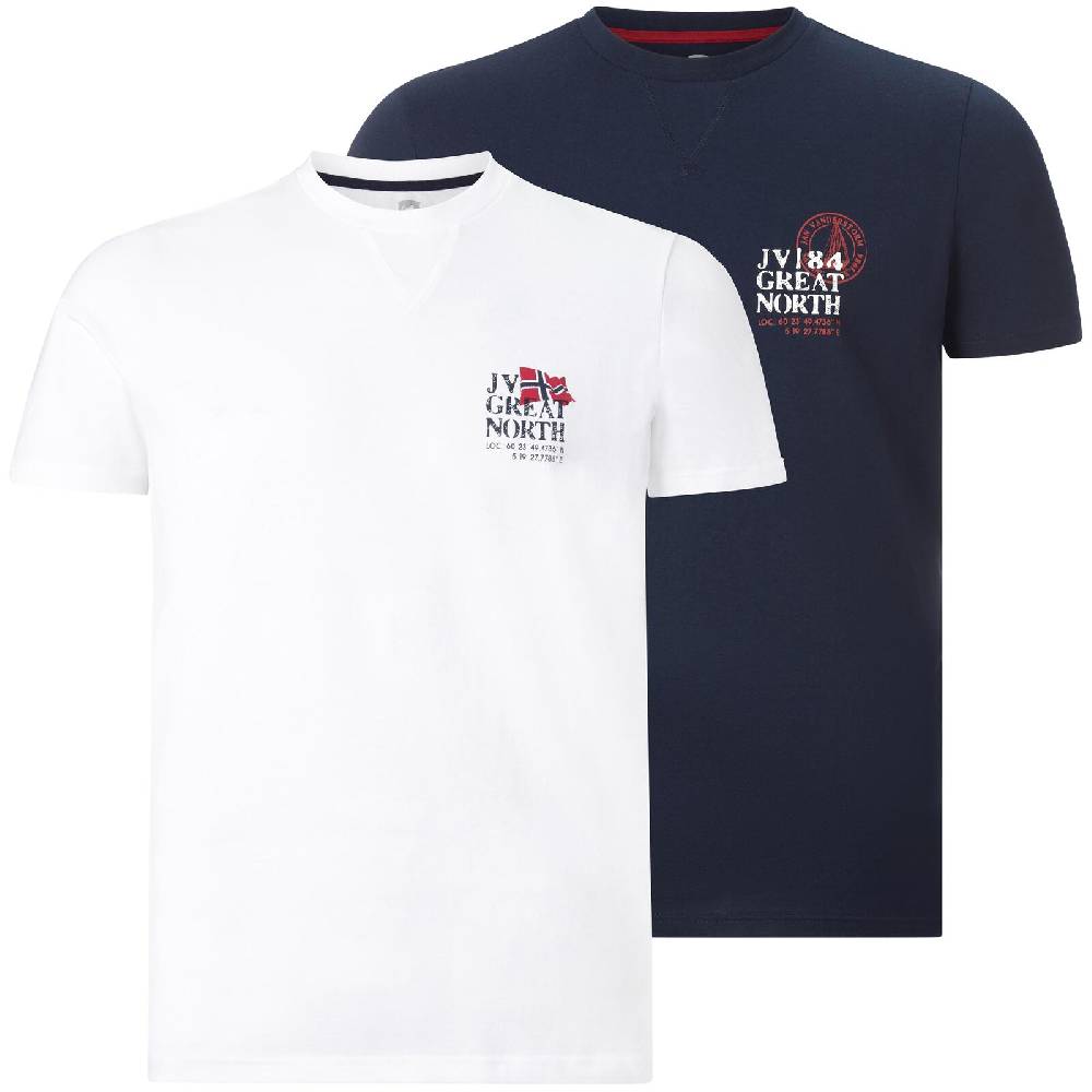 Jan Vanderstorm Doppelpack T-Shirt ADEKE weiß dunkelblau Rabatt