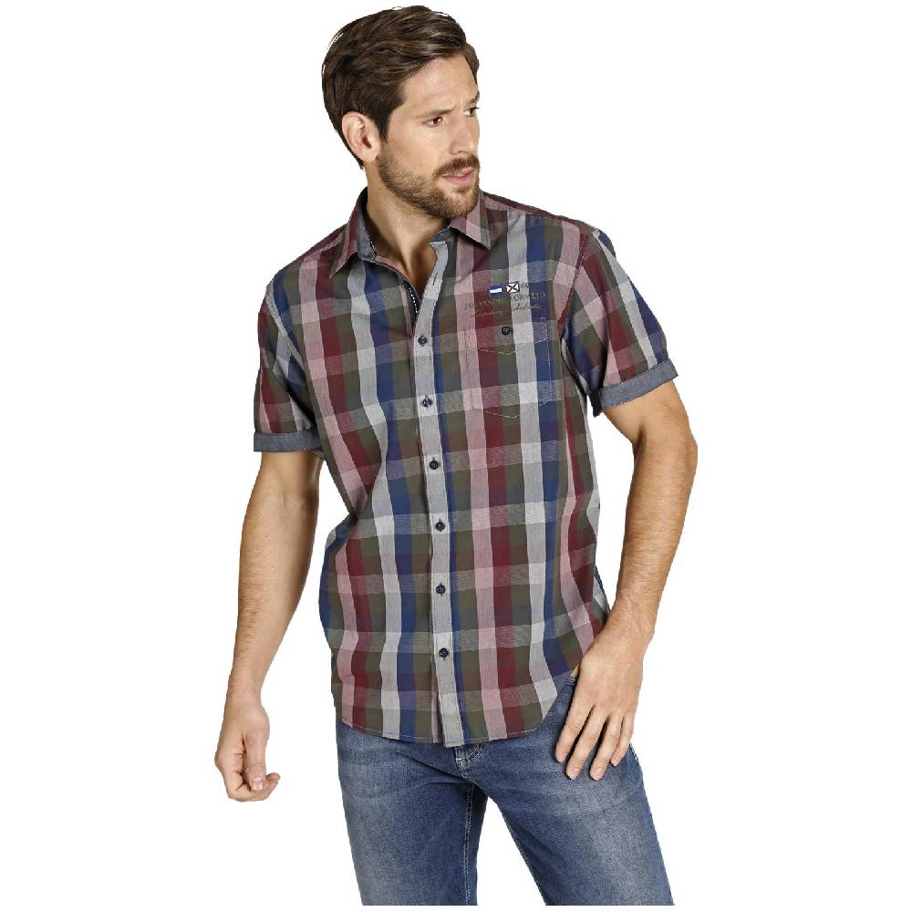 Jan Vanderstorm Kurzarmhemd REEDO rot blau kariert Top Angebot