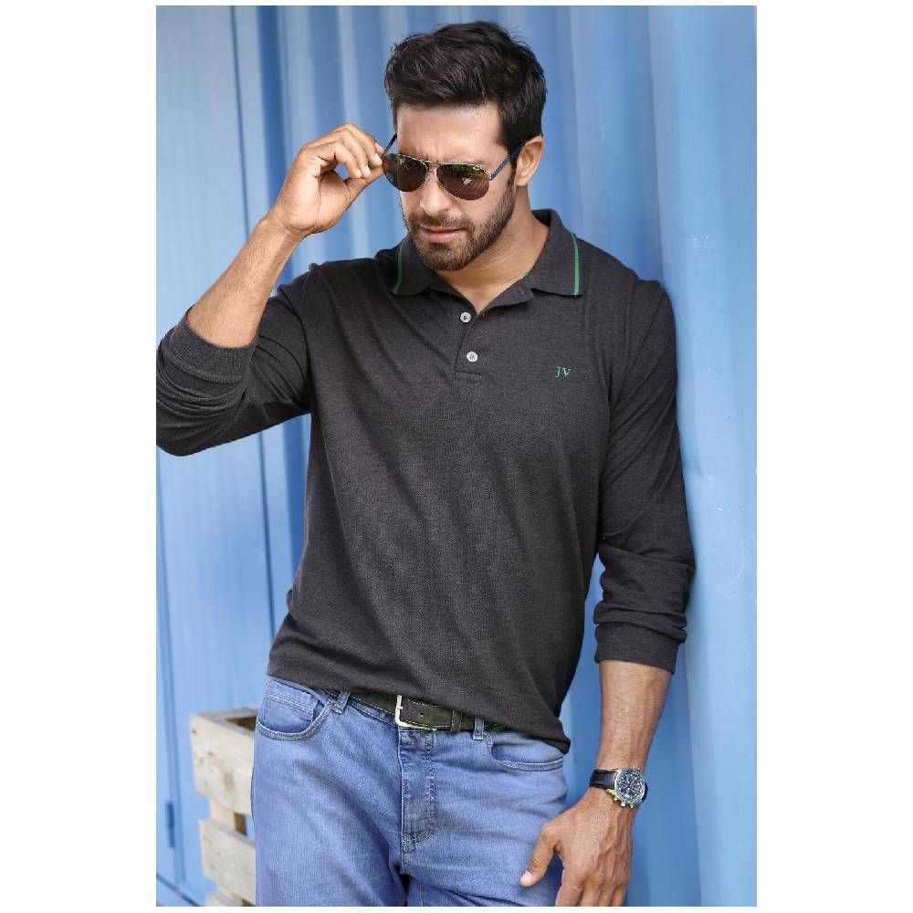 Jan Vanderstorm Langarm-Poloshirt ELLIS dunkelgrau Online Shopping