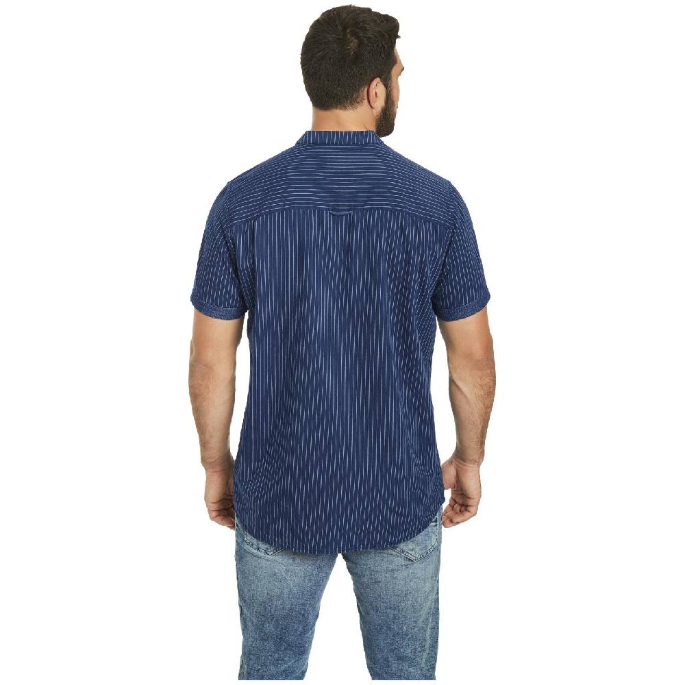 Jan Vanderstorm Kurzarmhemd NALLE dunkelblau gestreift Top Angebot