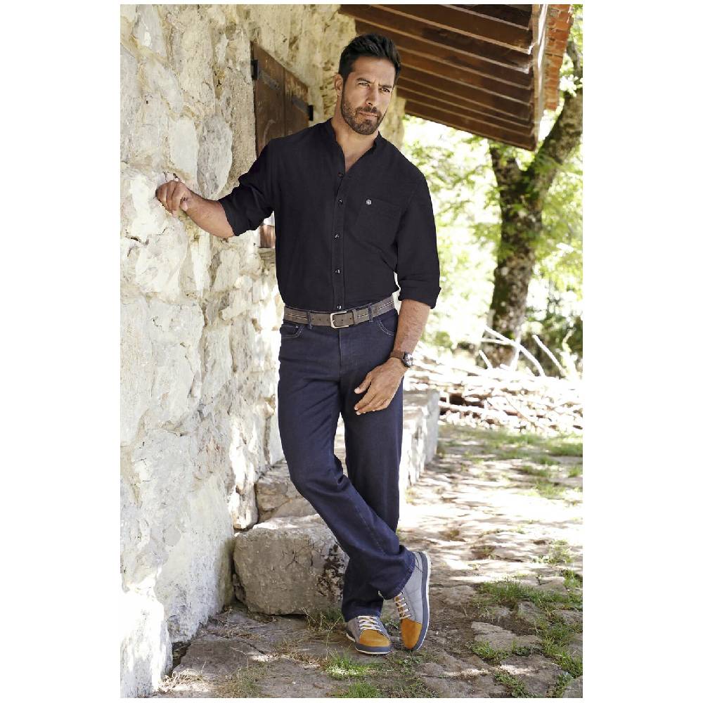 Jan Vanderstorm Stehkragenhemd KALLU schwarz Zeitbegrenzte Promotion