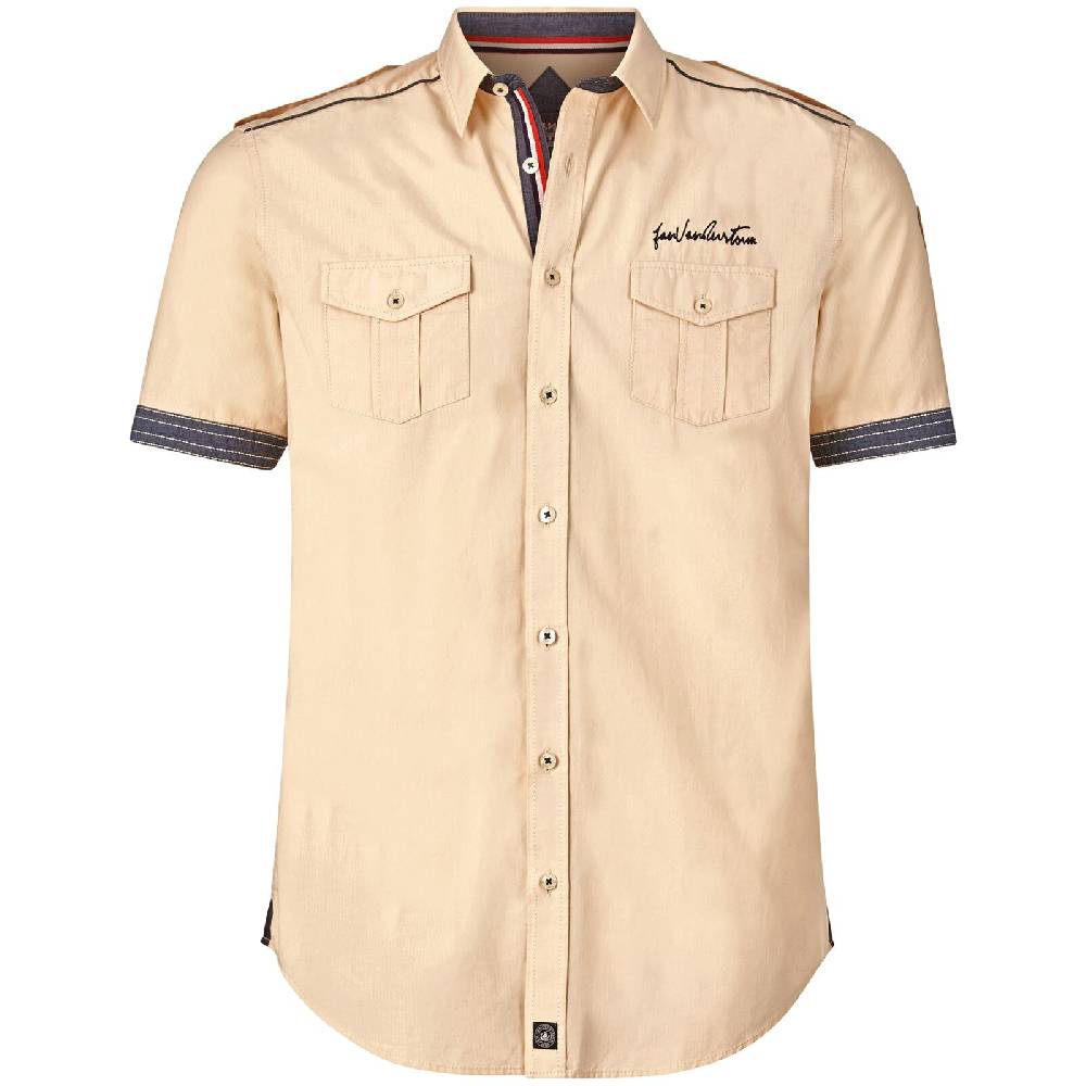 Jan Vanderstorm Kurzarmhemd SKIRNIR beige Auslauf