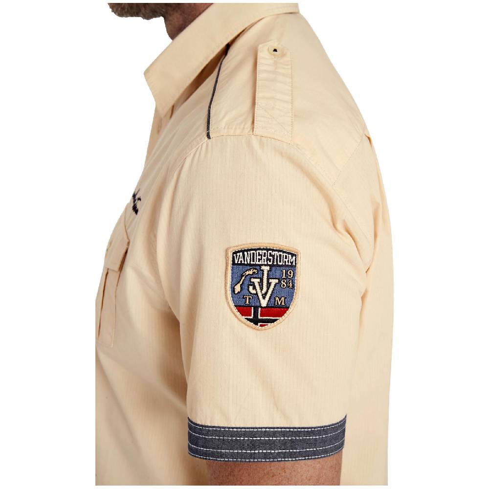 Jan Vanderstorm Kurzarmhemd SKIRNIR beige Auslauf