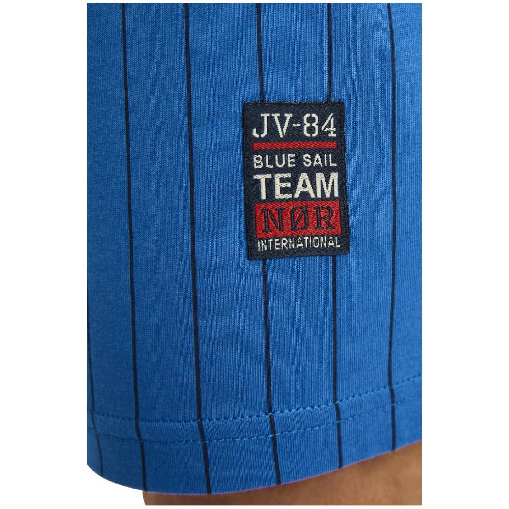 Jan Vanderstorm Kurze Schlafhose BARO royal blau gestreift Meist gekauft