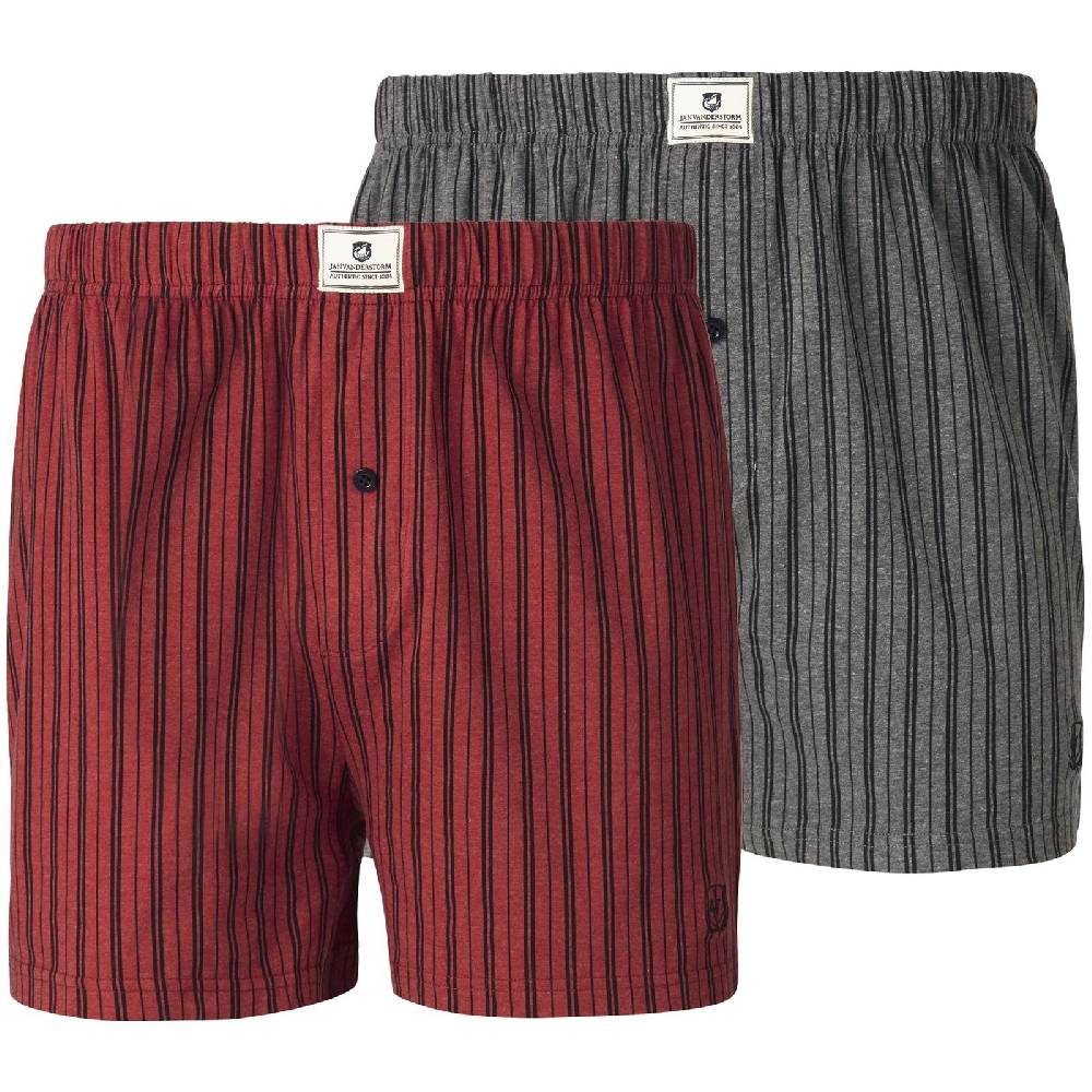 Jan Vanderstorm 2er Pack Boxershorts THURE rot grau