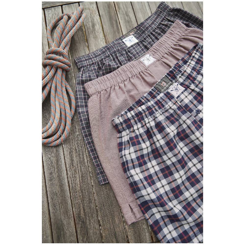 Jan Vanderstorm 3er Pack Boxershorts MARKKU dunkelblau rot gemustert Discount Store für neue Produkte