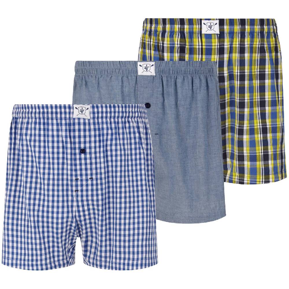Jan Vanderstorm 3er Pack Boxershorts RIKU royal blau gemustert Muttertagsangebot
