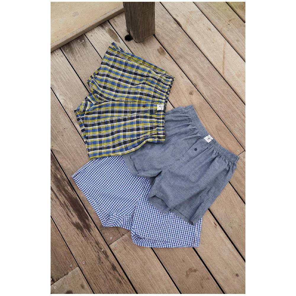 Jan Vanderstorm 3er Pack Boxershorts RIKU royal blau gemustert Muttertagsangebot