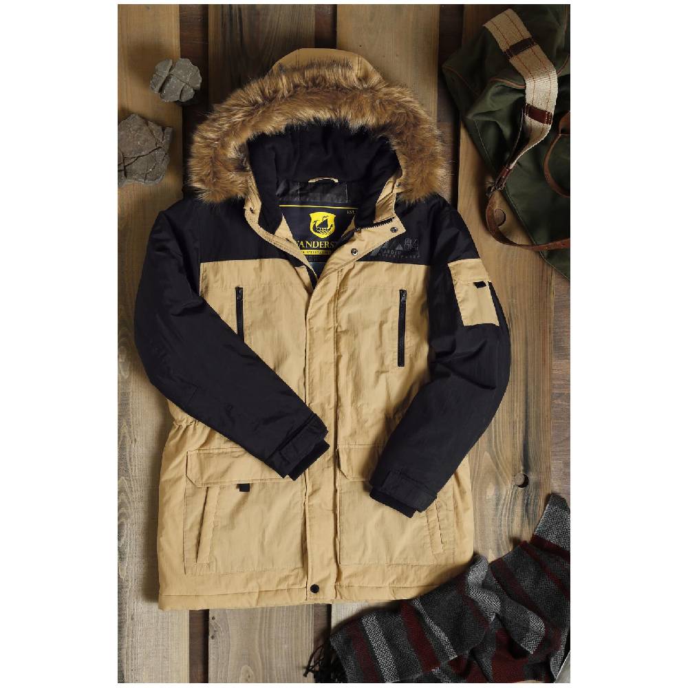 Jan Vanderstorm Parka JOKUM beige schwarz Fabrikpreis