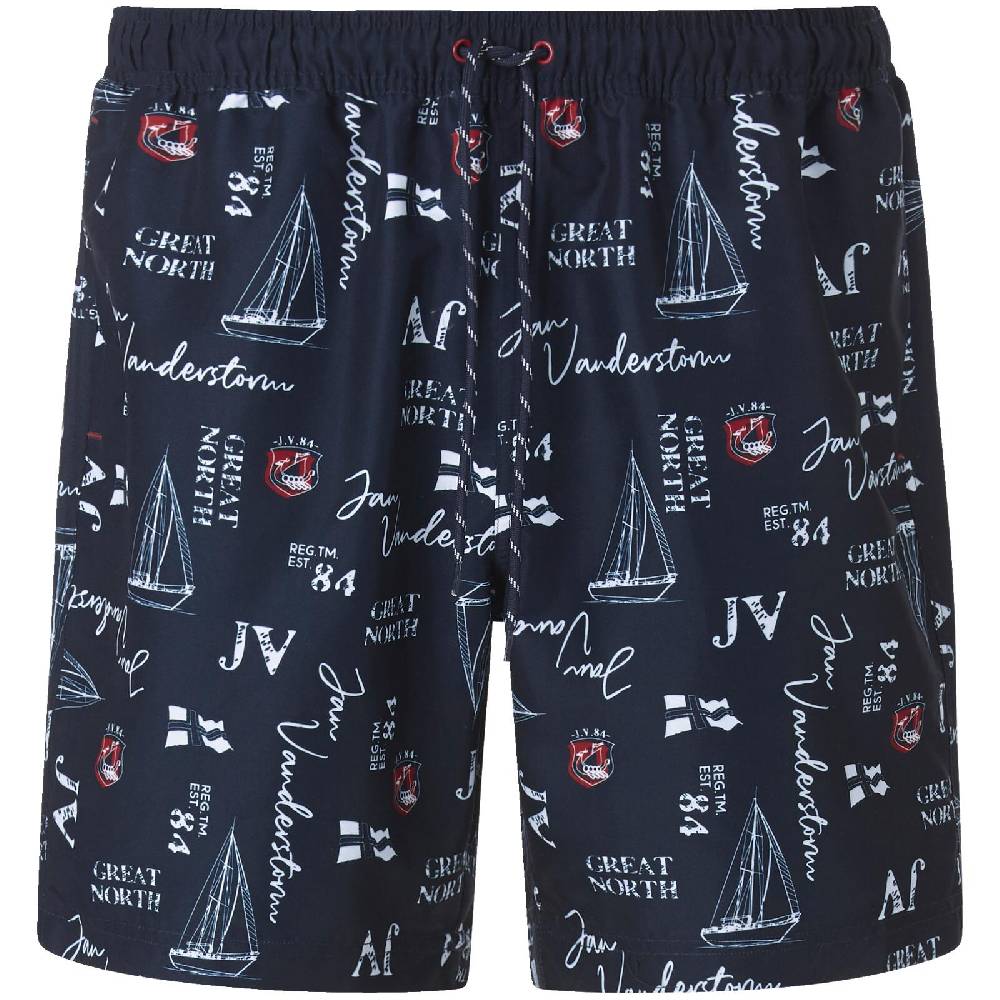 Jan Vanderstorm Badeshort CORNELIS dunkelblau bedruckt Speichern exportieren