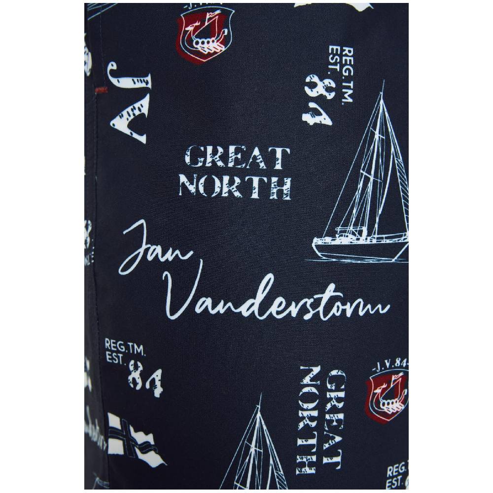 Jan Vanderstorm Badeshort CORNELIS dunkelblau bedruckt Speichern exportieren