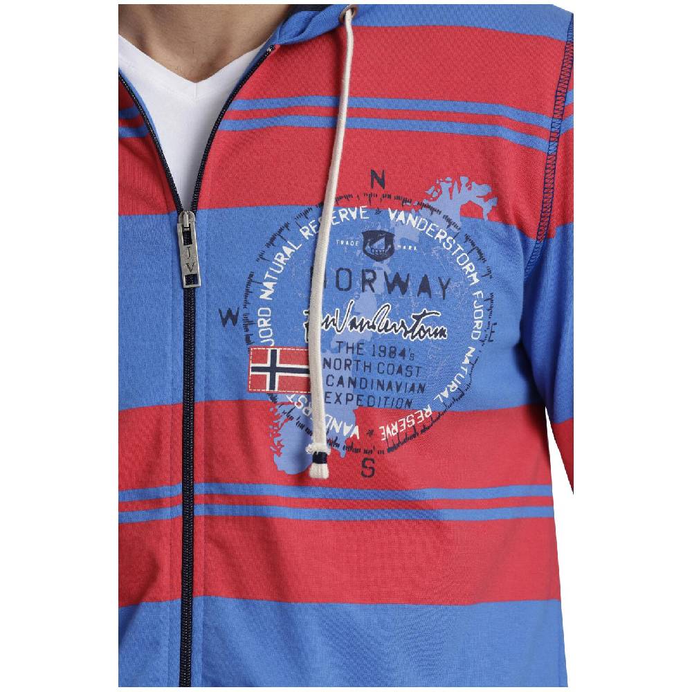 Jan Vanderstorm Sweatjacke WISHART rot blau gestreift Letzter Tag