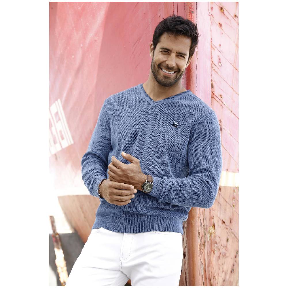 Jan Vanderstorm Pullover KEIMO blau melange Begrenzte Freigabe