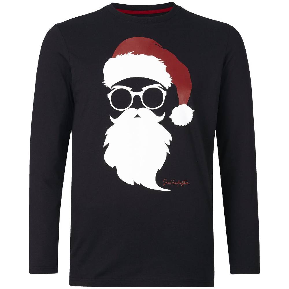Jan Vanderstorm Langarmshirt REEVERT schwarz bedruckt Clearance-Verkauf