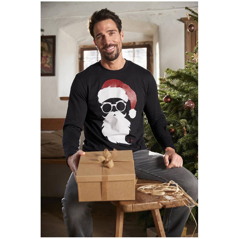 Jan Vanderstorm Langarmshirt REEVERT schwarz bedruckt Clearance-Verkauf