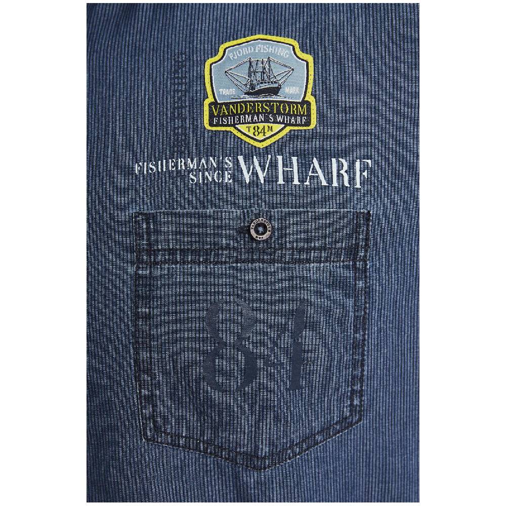 Jan Vanderstorm Kurzarmhemd LANDOLF blau gestreift Black Friday Preise