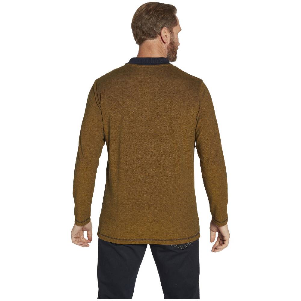 Jan Vanderstorm Langarm-Poloshirt JUHANI dunkelorange melange Räumungsverkauf