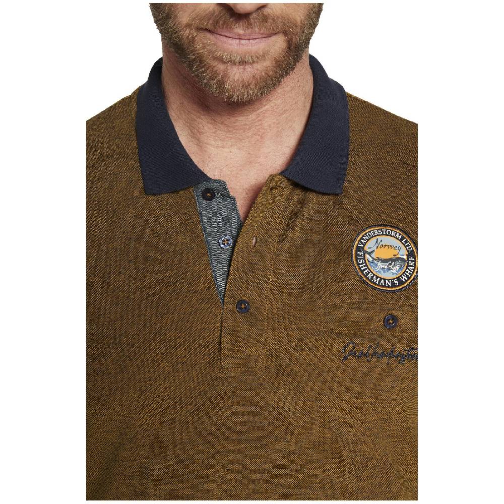 Jan Vanderstorm Langarm-Poloshirt JUHANI dunkelorange melange Räumungsverkauf