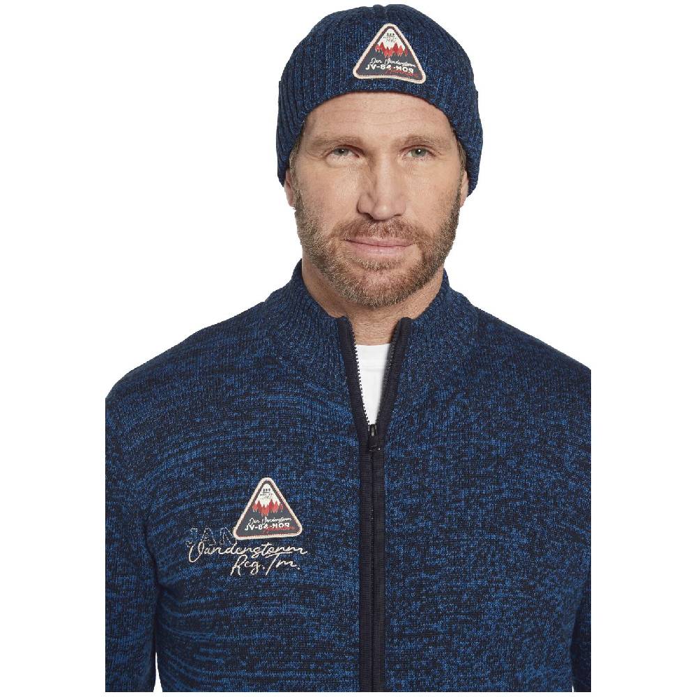 Jan Vanderstorm Strickjacke mit Mütze APKE blau melange Riesige Ersparnisse