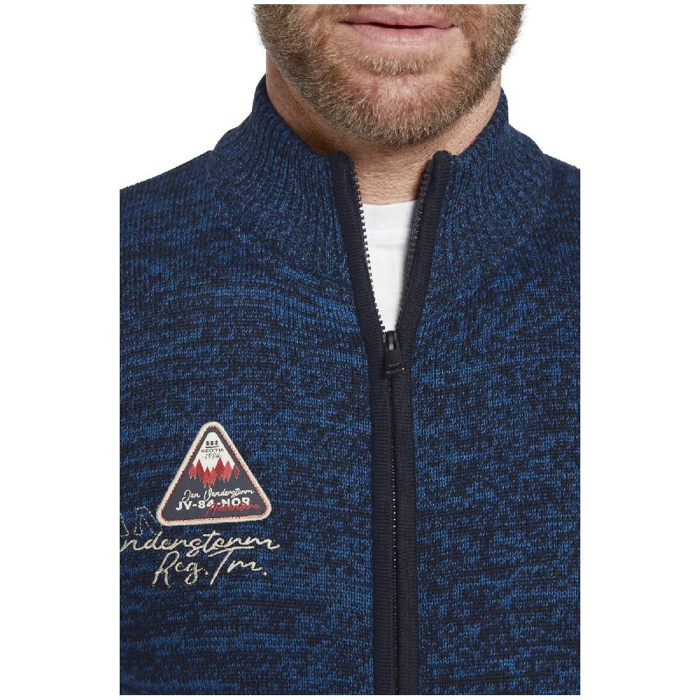 Jan Vanderstorm Strickjacke mit Mütze APKE blau melange Riesige Ersparnisse