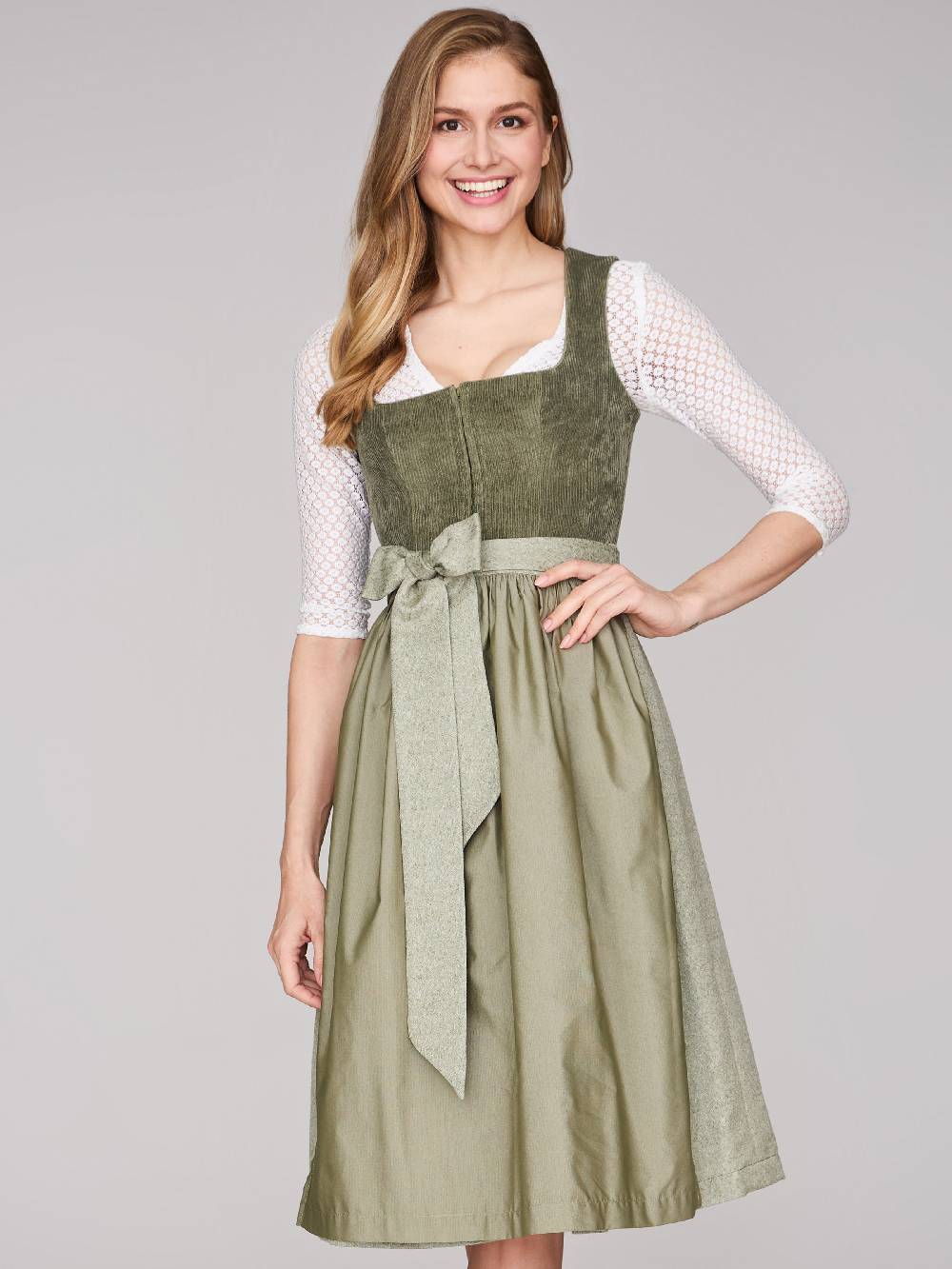 Limberry Grünes Dirndl mit Cord-Mieder - TIA KALAMATA GREEN Kostenlose Rückgabe