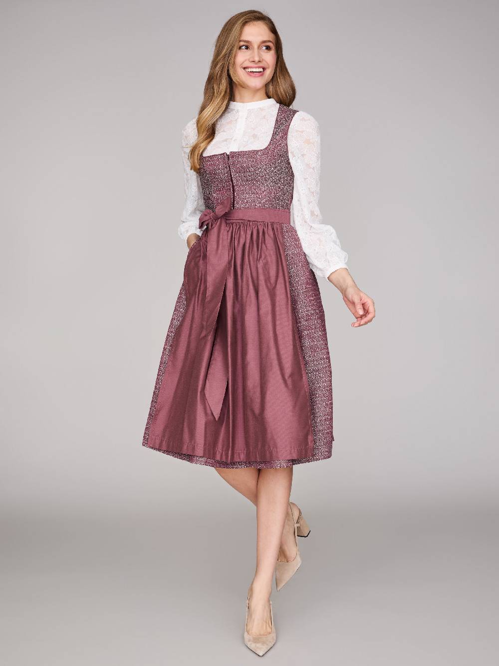 Limberry Rubinrotes Dirndl mit floralem Muster - ORLA POMEGRANATE Neueste Stile