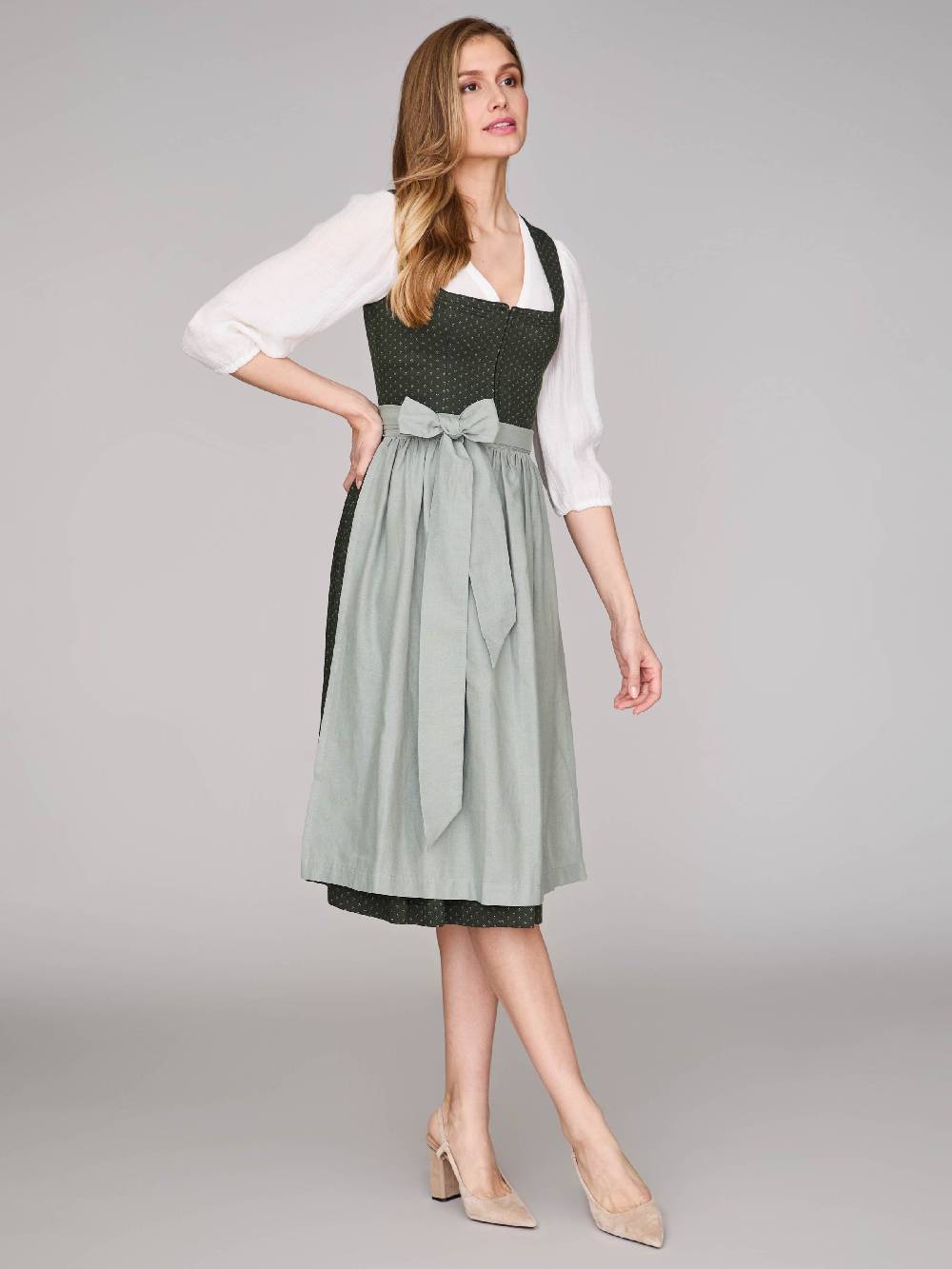 Limberry Dunkelgrünes Dirndl mit Streublumenmuster - VERA PINE FLOWER Vierteljährliche Förderung