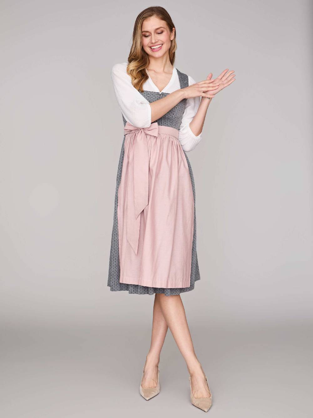 Limberry Graues Dirndl mit Streublumenmuster - VERA FROST GRAY Bis zu 55% Rabatt