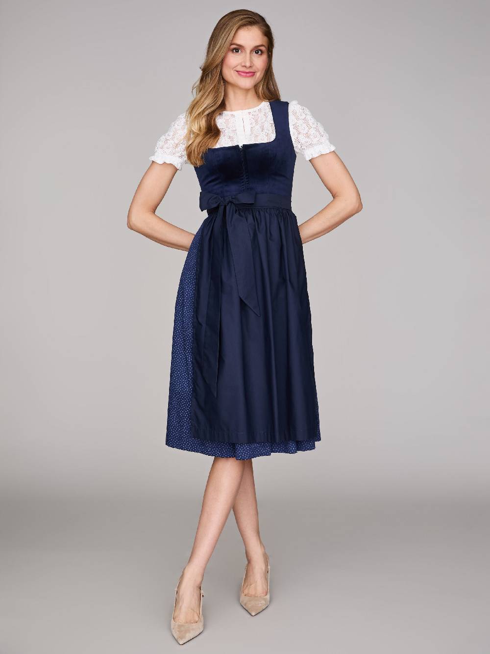 Limberry Dunkelblaues Dirndl mit Samt-Mieder - CLARISSA PAGEANT BLUE Riesige Rabatte