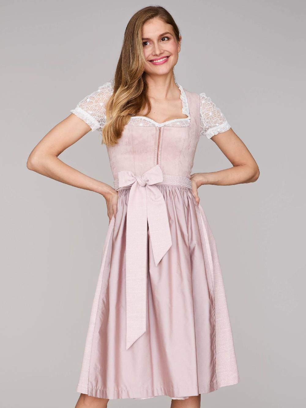 Limberry Rosé-farbenes Dirndl mit Velours-Mieder - ISOBEL VINTAGE ROSE Clearance-Verkauf