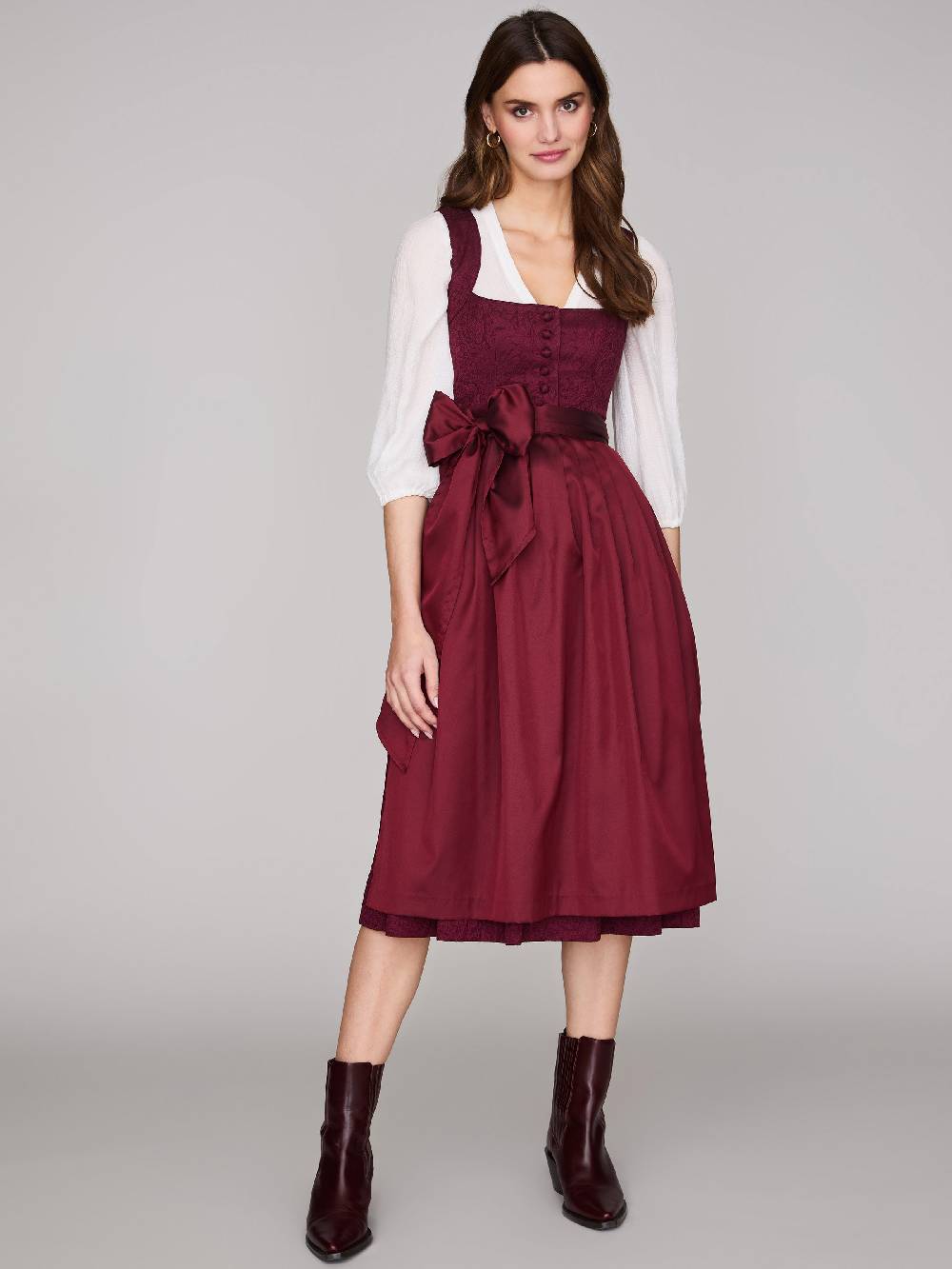 Limberry Gemustertes weinrotes Dirndl - HEDI VINTAGE WINE Outlet