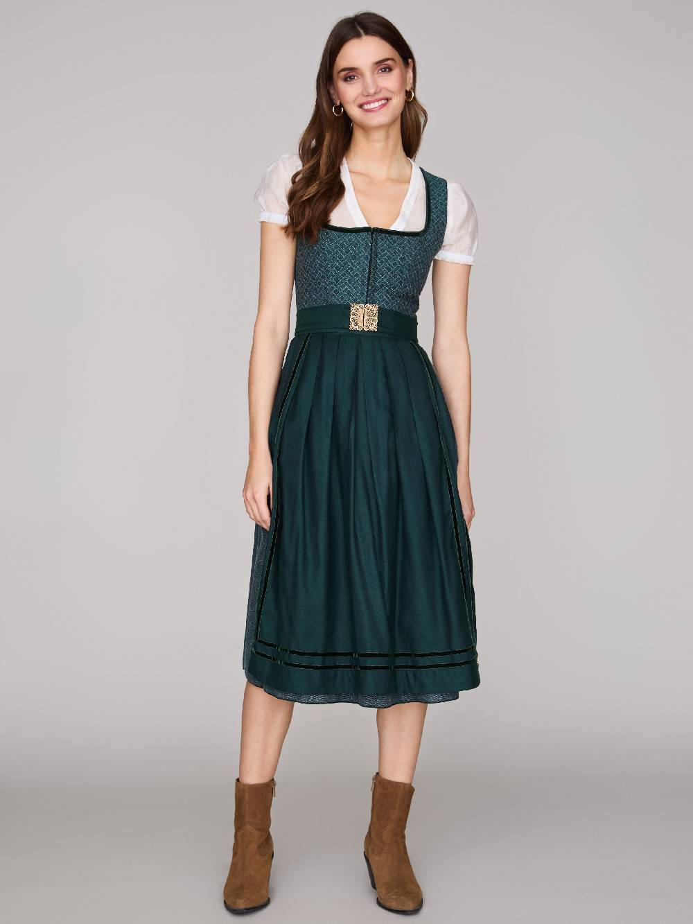Limberry Gemustertes Dirndl in Petrol - REGINA Auslauf
