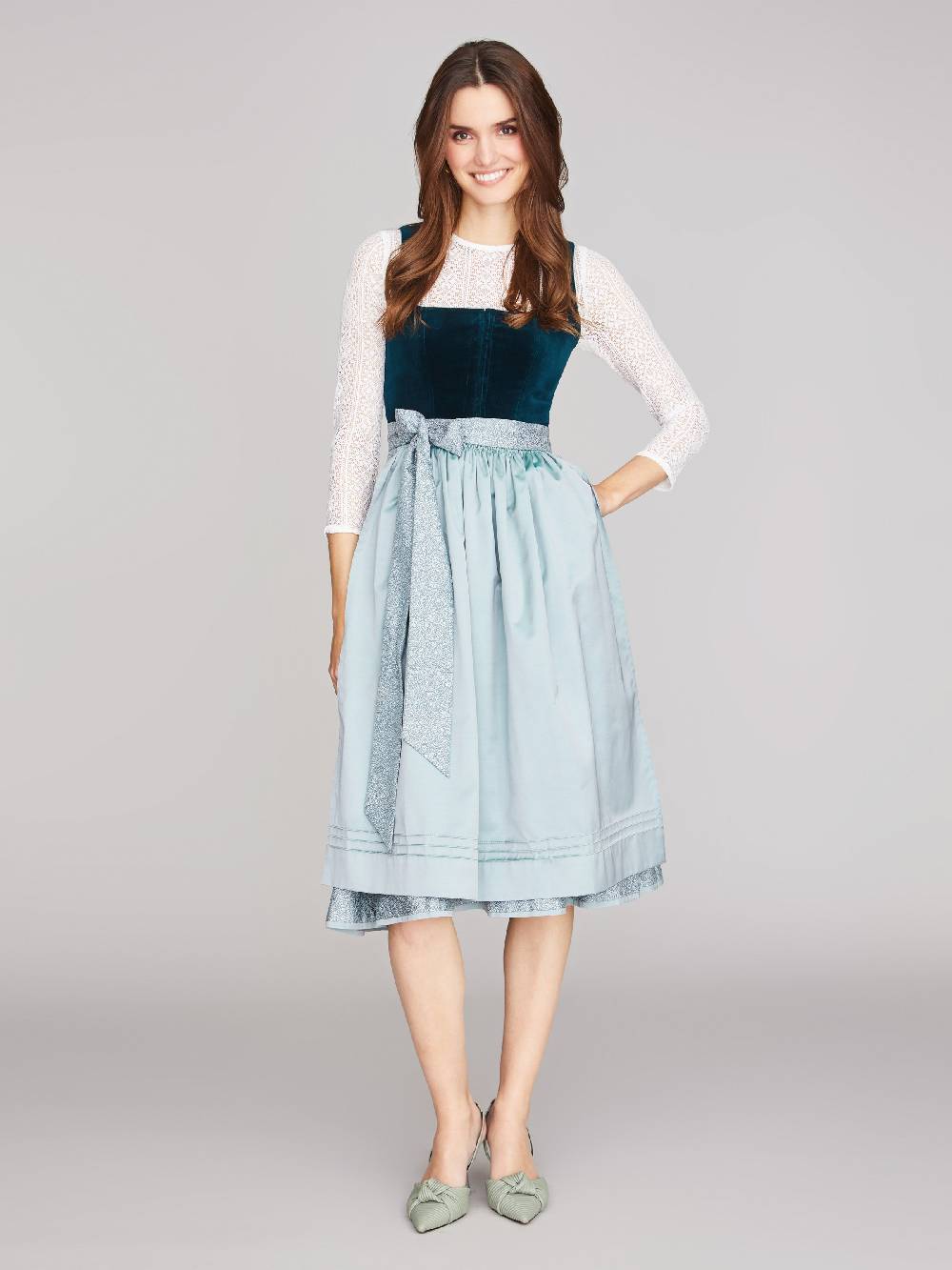 Limberry Mintfarbenes Dirndl mit Samt-Mieder - MIMI Verkauf