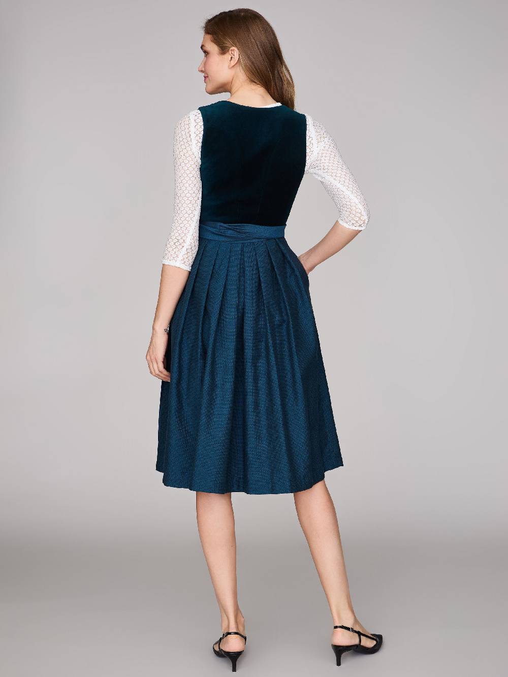 Limberry Petrolblaues Dirndl mit Samt-Mieder - ROMEE DARK TEAL Günstiger Verkauf