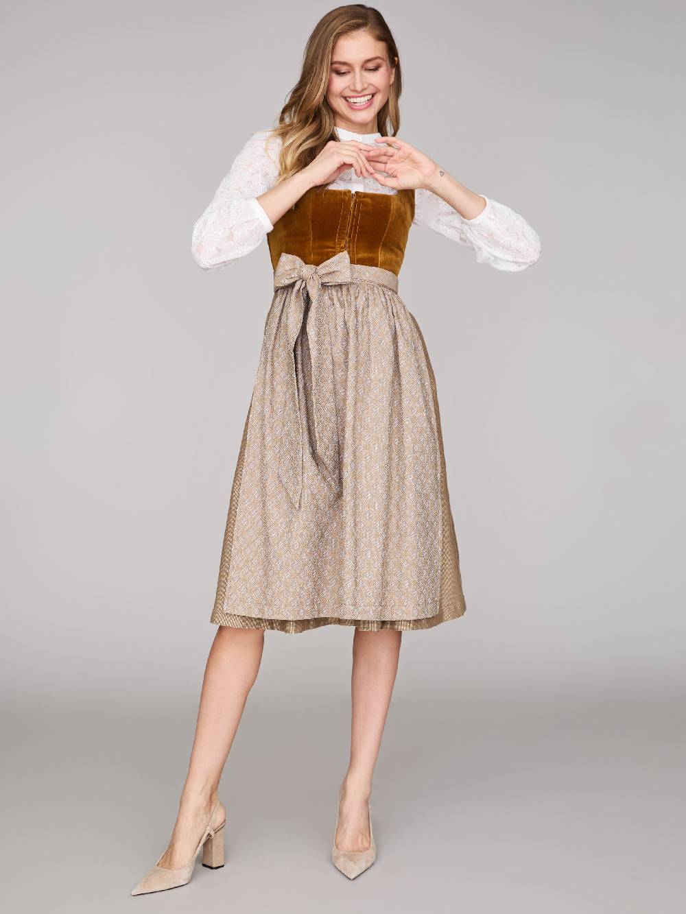 Limberry Karamell-farbenes Dirndl mit Samt-Mieder - ROMEE GOLDEN BROWN Meist gekauft