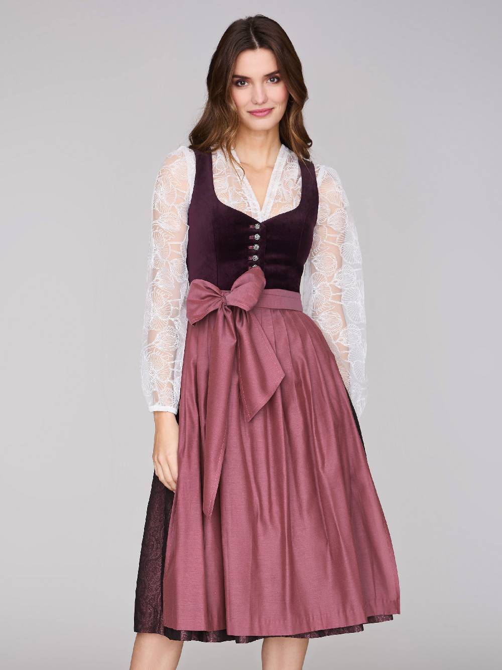 Limberry Mauvefarbenes Dirndl mit Samt-Mieder - JANNI DARK MAUVE Lagerräumung