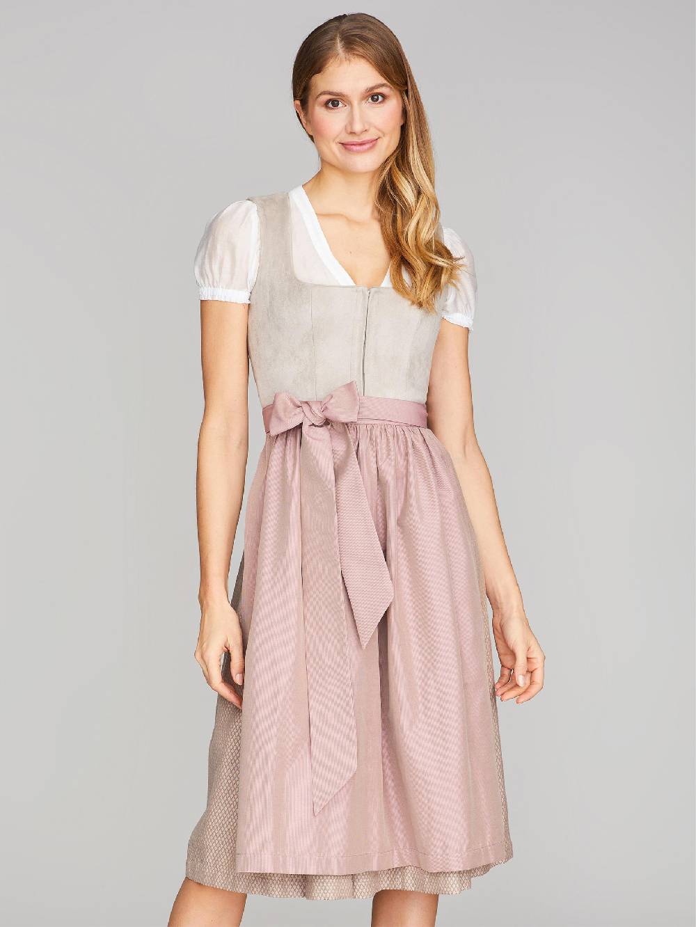 Limberry Beiges Dirndl mit Velours-Mieder - JULIE TAN Clearance-Verkauf