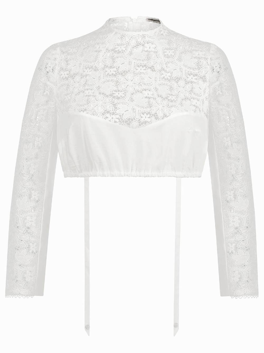 Limberry Reinweiße Drindlbluse mit langen Ärmeln - ERNESTA Fabrik Onlineshop