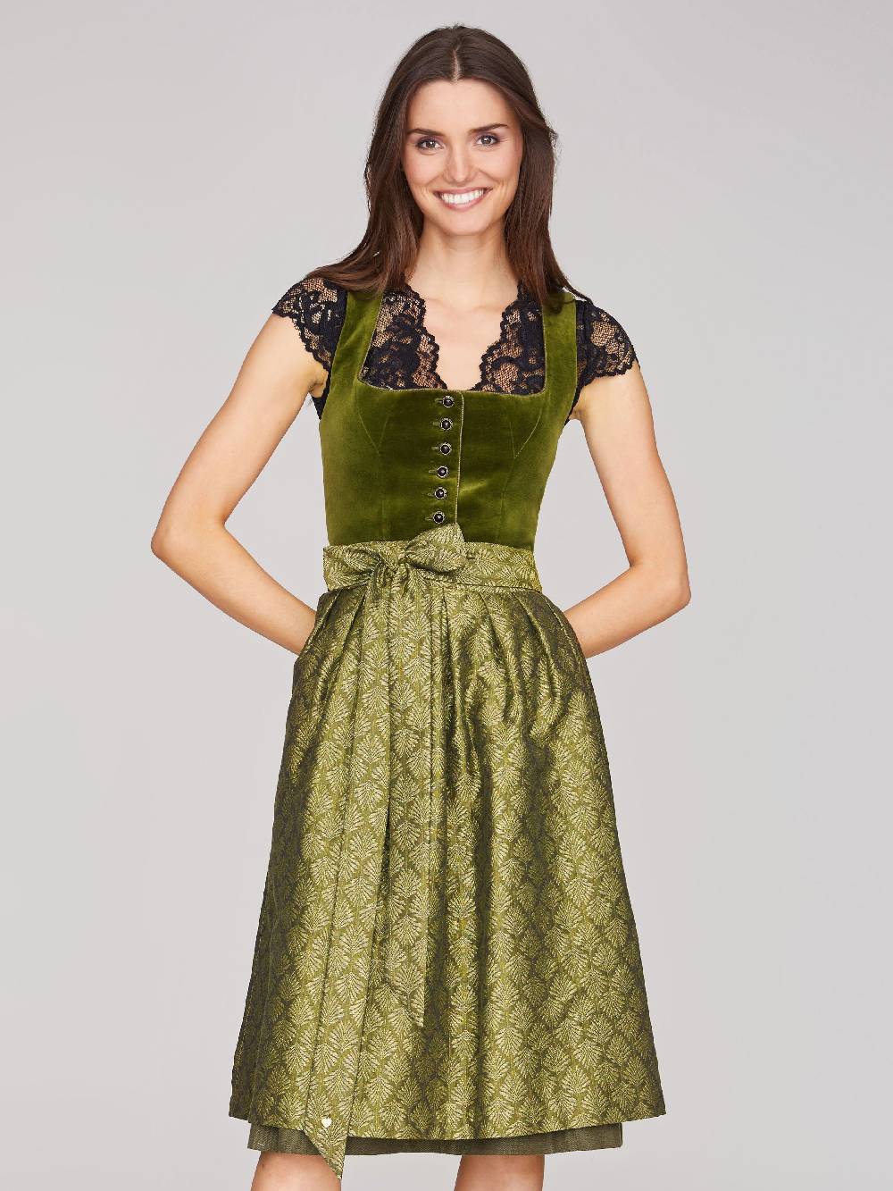 Limberry Olivgrünes Dirndl mit Samt-Mieder - CAMILLA Vatertagsangebot