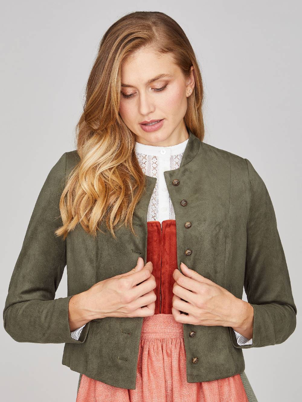 Limberry Olivgrüner Trachtenjanker aus Velours - MADISON OLIV GREEN Top Angebot