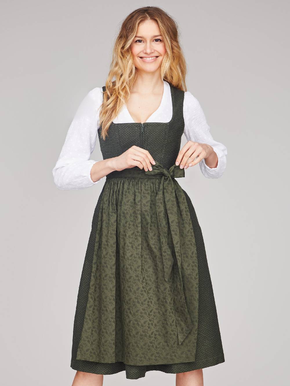 Limberry Dunkelgrünes strukturiertes Dirndl - RAIN DARK GREEN Bis zu 55% Rabatt