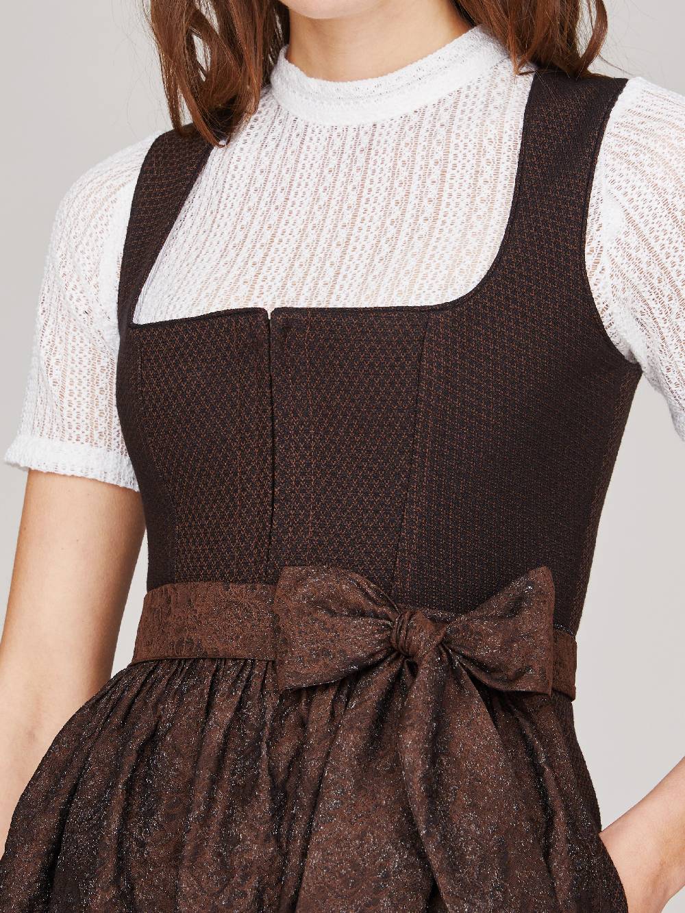 Limberry Dunkelbraunes strukturiertes Dirndl - RAVEN DARK BROWN Discount Store für neue Produkte