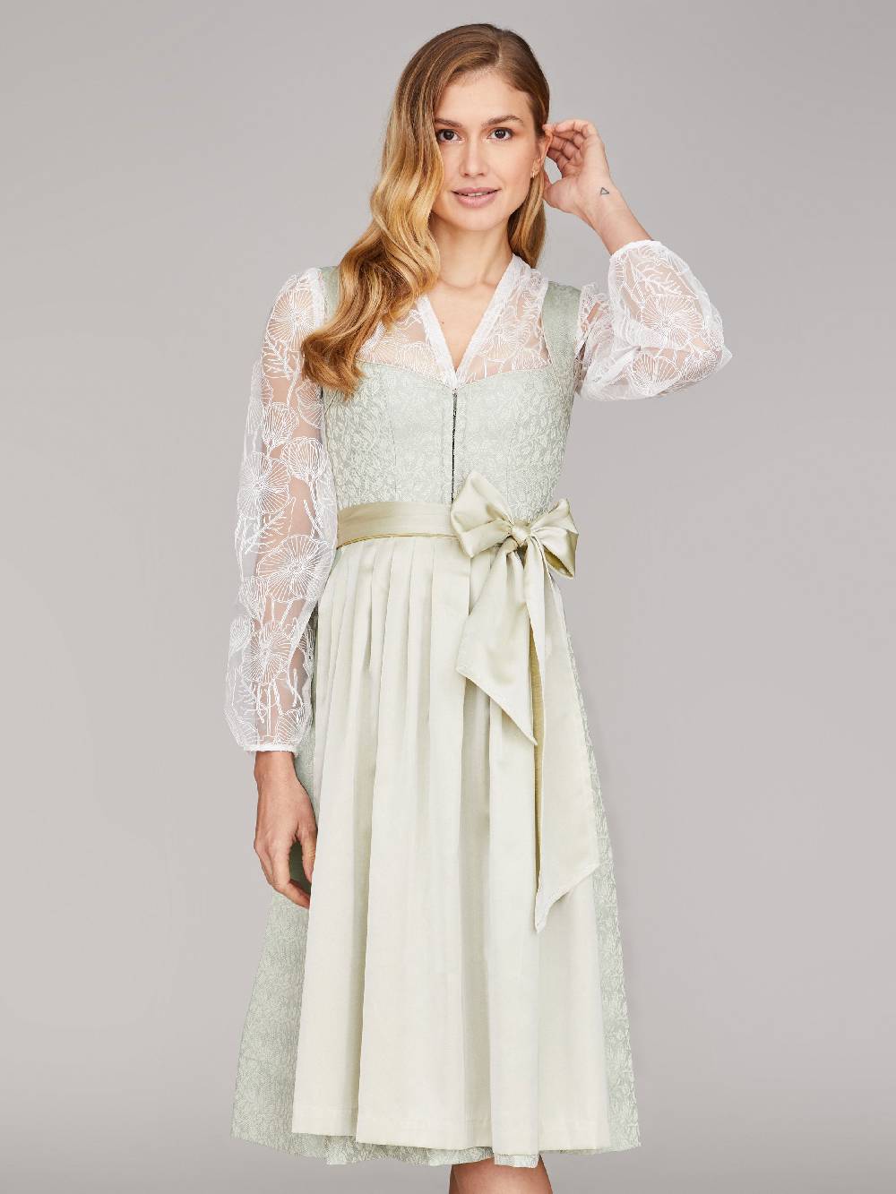 Limberry Hellgrünes Dirndl mit goldenem Muster - ANNELIE FLORAL WATER Clearance-Verkauf